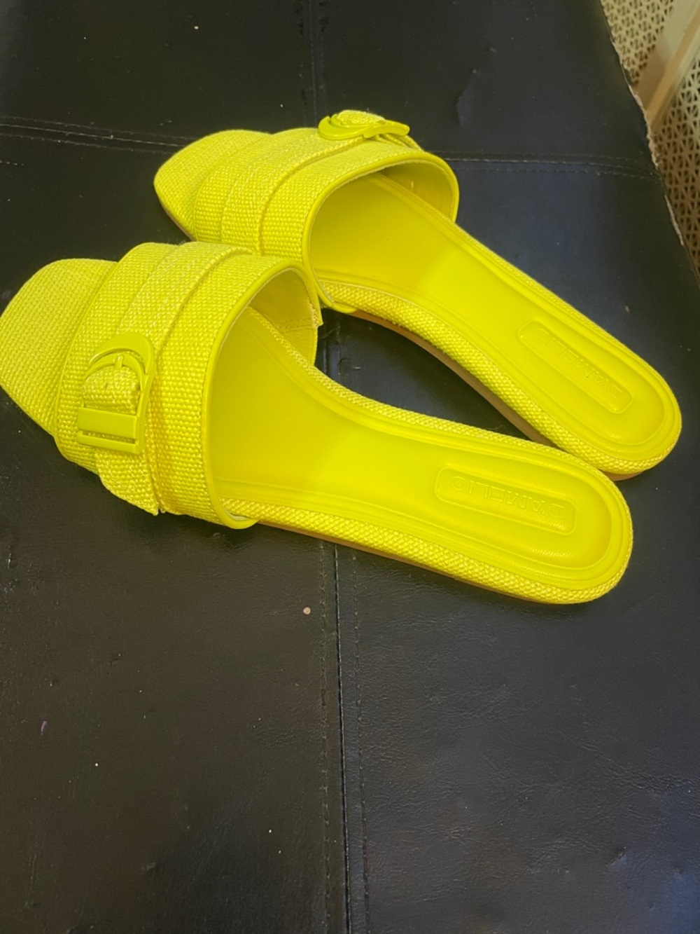 Delicious Bright Yellow Slide Mules with Buckle Detail